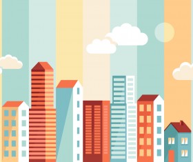 Flat city building vector material 01