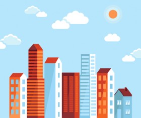 Flat city building vector material 05