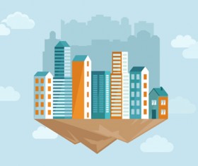 Flat city building vector material 06