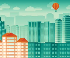 Flat city building vector material 07