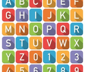 Flat styles numbers with alphabet vector