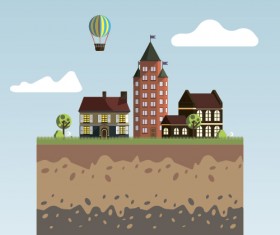 Flat urban landscape and building vector 01