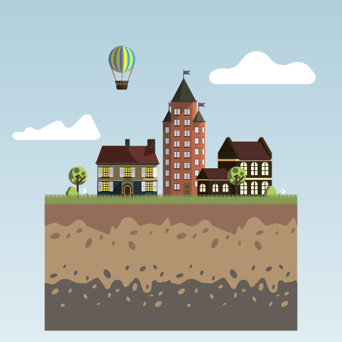 Flat urban landscape and building vector 01