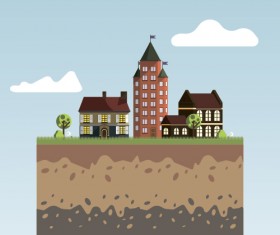 Flat urban landscape and building vector 02