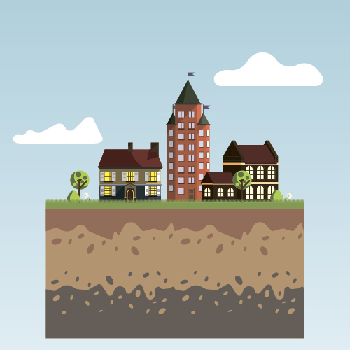 Flat urban landscape and building vector 02 free download