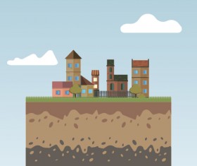 Flat urban landscape and building vector 03