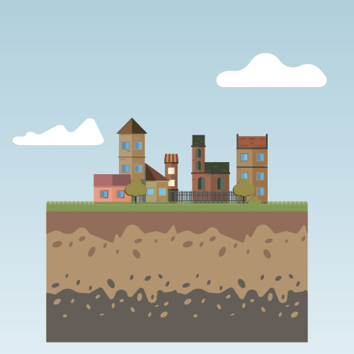 Flat urban landscape and building vector 03
