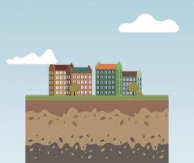 Flat urban landscape and building vector 04