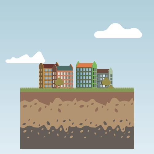 Flat urban landscape and building vector 04