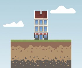 Flat urban landscape and building vector 05