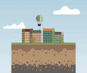 Flat urban landscape and building vector 06