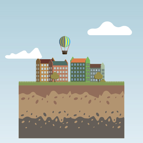 Flat urban landscape and building vector 06