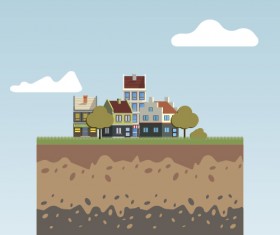 Flat urban landscape and building vector 07