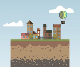 Flat urban landscape and building vector 08