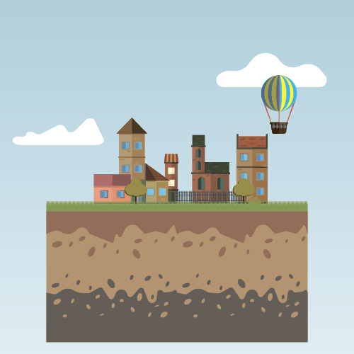 Flat urban landscape and building vector 08