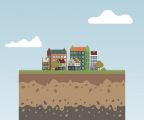 Flat urban landscape and building vector 09