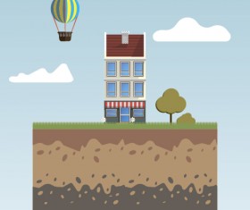 Flat urban landscape and building vector 10