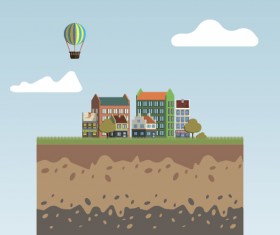 Flat urban landscape and building vector 12
