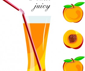 Fresh peach juice vector design 01