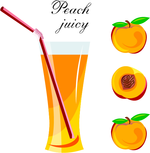 Fresh peach juice vector design 01