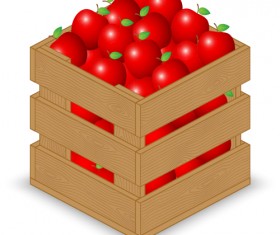 Fruits with wooden crate vector graphics 03