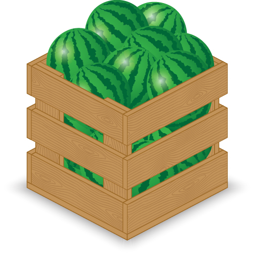 Fruits with wooden crate vector graphics 04