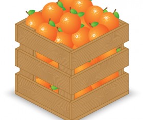 Fruits with wooden crate vector graphics 06