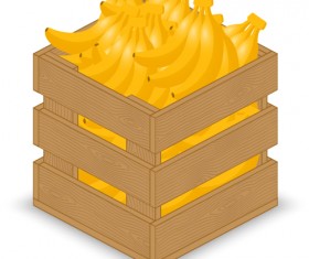 Fruits with wooden crate vector graphics 08