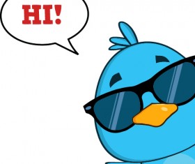 Funny blue bird cartoon vector set 01
