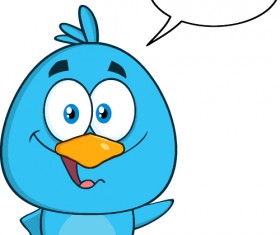 Funny blue bird cartoon vector set 02