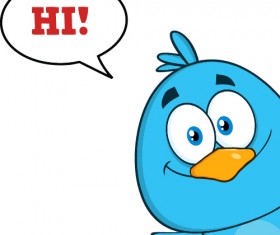 Funny blue bird cartoon vector set 03