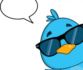 Funny blue bird cartoon vector set 04