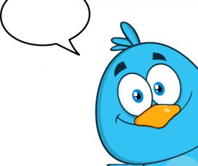 Funny blue bird cartoon vector set 05