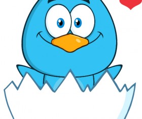 Funny blue bird cartoon vector set 06