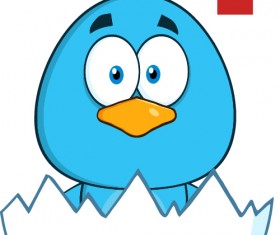 Funny blue bird cartoon vector set 07