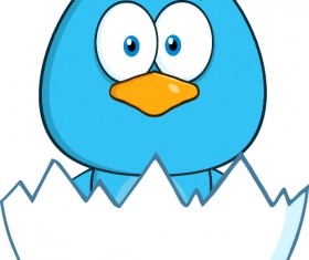 Funny blue bird cartoon vector set 08