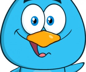 Funny blue bird cartoon vector set 09