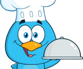 Funny blue bird cartoon vector set 13