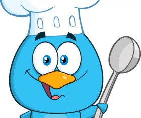 Funny blue bird cartoon vector set 14