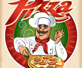 Chef with pizza vector material free download