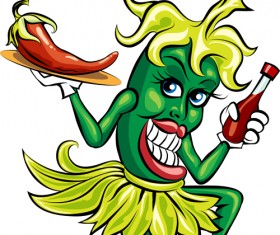 Funny hot pepper cartoon styles vector 01