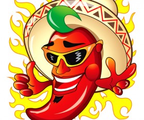 Funny hot pepper cartoon styles vector 02