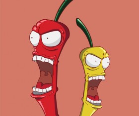 Funny hot pepper cartoon styles vector 03