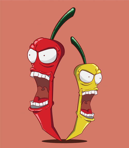 Funny hot pepper cartoon styles vector 03
