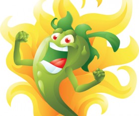 Funny hot pepper cartoon styles vector 08