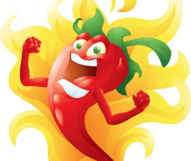 Funny hot pepper cartoon styles vector 09