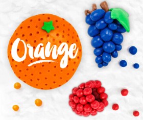 Funny plasticine fruits vector material 02