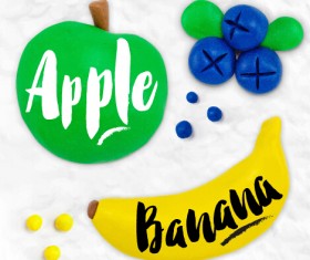 Funny plasticine fruits vector material 03