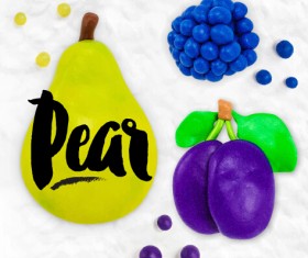 Funny plasticine fruits vector material 04