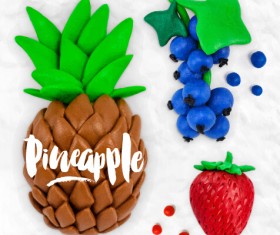Funny plasticine fruits vector material 05